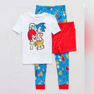 New Sonic the Hedgehog, Knuckles, Tails Kids Pajama 3 Piece Set